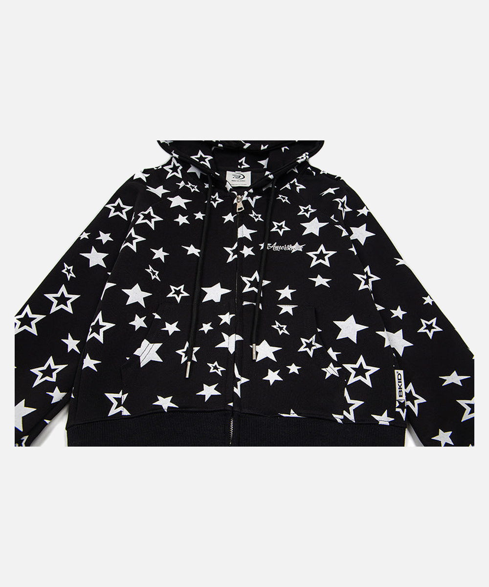 DAXUEN Star print full-zip hooded jacket