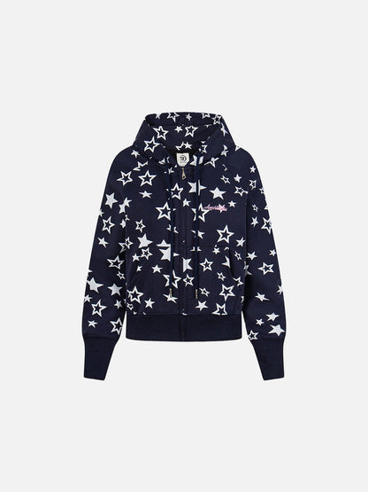 DAXUEN Star print full-zip hooded jacket