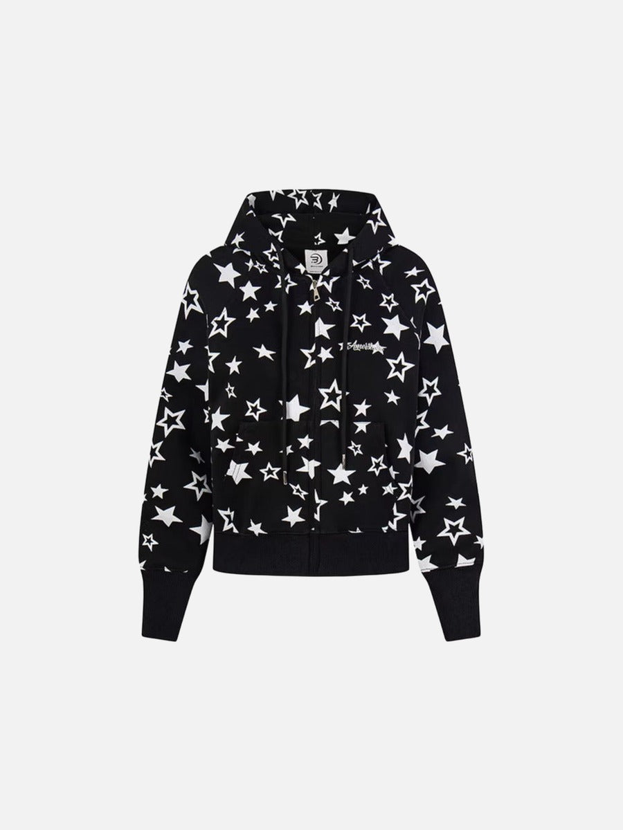 DAXUEN Star print full-zip hooded jacket