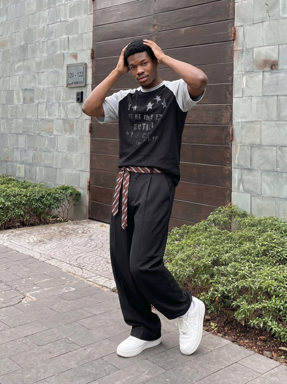 DAXUEN Short-sleeved raglan t-shirt with star print — model photo