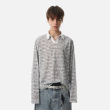 DAXUEN Star print striped long-sleeve polo shirt