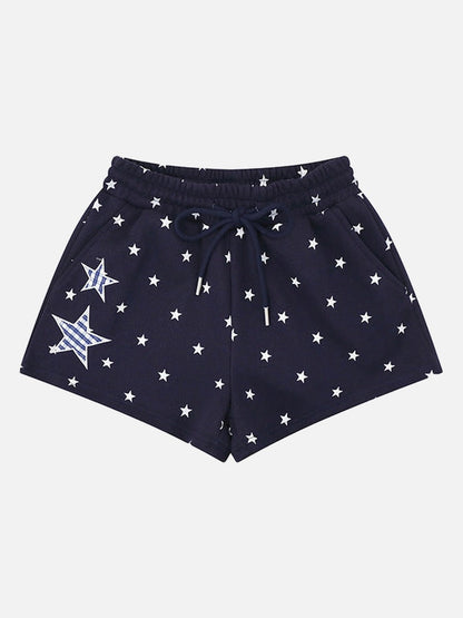 DAXUEN Women's casual shorts with star prints and embroidery