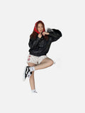 DAXUEN Women's casual shorts with star prints and embroidery — model photo