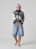 DAXUEN High-waisted wide-leg shorts with digital print — model photo