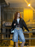 DAXUEN High-waisted wide-leg shorts with digital print — model photo