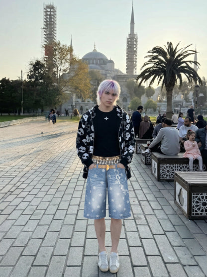 DAXUEN High-waisted wide-leg shorts with digital print — model photo