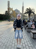 DAXUEN High-waisted wide-leg shorts with digital print — model photo