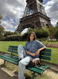DAXUEN Oversized short-sleeved T-shirt with star graphics — model photo