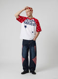 DAXUEN Star-Studded Raglan Sleeve T-Shirt | DAXUEN — model photo