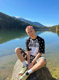 DAXUEN Star-Studded Raglan Sleeve T-Shirt | DAXUEN — model photo