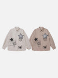 DAXUEN Loose-fitting long-sleeved collared shirt with star graphics