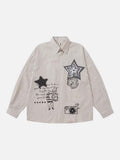 DAXUEN Loose-fitting long-sleeved collared shirt with star graphics