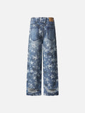 DAXUEN Wide-leg denim jeans with star print and distressed details