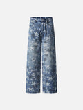 DAXUEN Wide-leg denim jeans with star print and distressed details