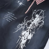 DAXUEN dark grey starburst graphic polo shirt