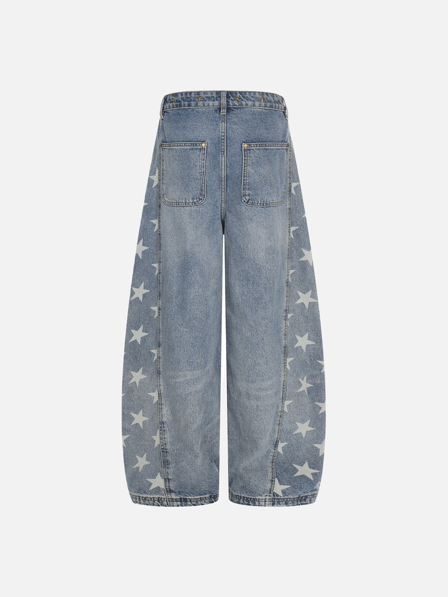 DAXUEN High-waisted wide-leg denim jeans with star prints