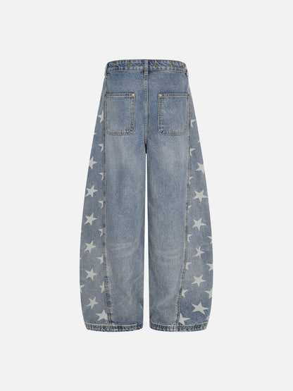 DAXUEN High-waisted wide-leg denim jeans with star prints