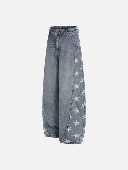 DAXUEN High-waisted wide-leg denim jeans with star prints