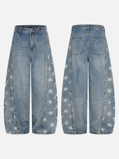 DAXUEN High-waisted wide-leg denim jeans with star prints