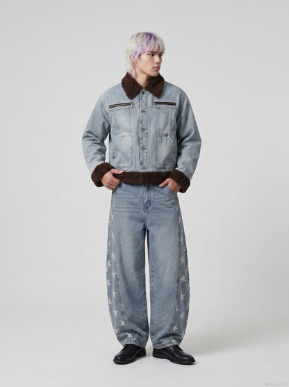 DAXUEN High-waisted wide-leg denim jeans with star prints — model photo