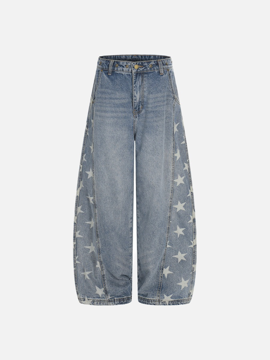 DAXUEN High-waisted wide-leg denim jeans with star prints