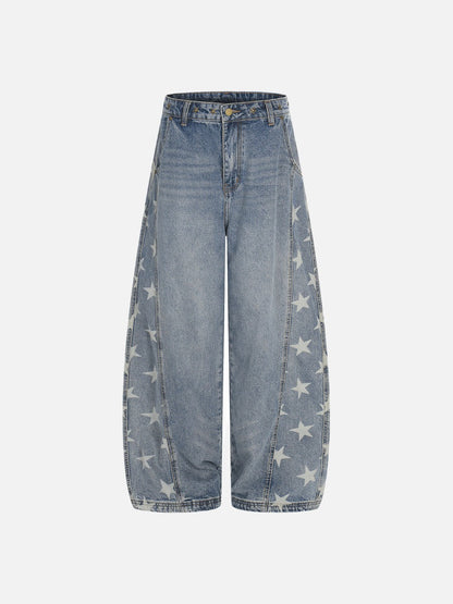 DAXUEN High-waisted wide-leg denim jeans with star prints