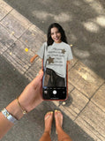 DAXUEN Oversized short-sleeved T-shirt with graphic text and star patches — model photo