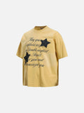 DAXUEN Oversized short-sleeved T-shirt with graphic text and star patches