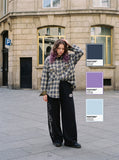 DAXUEN black wide-leg sweatpants with star embroidery — model photo