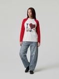 DAXUEN Starry Heart Raglan Long-Sleeve T-Shirt — model photo