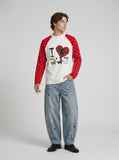 DAXUEN Starry Heart Raglan Long-Sleeve T-Shirt — model photo