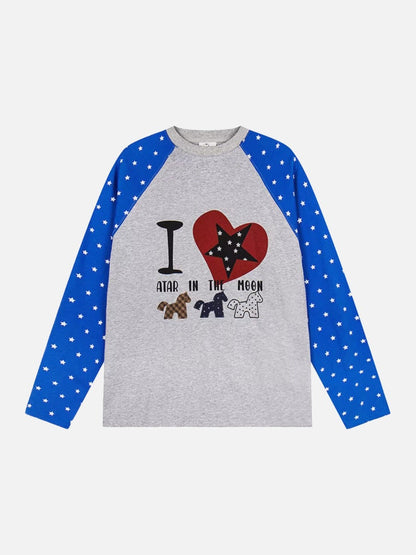 DAXUEN Starry Heart Raglan Long-Sleeve T-Shirt