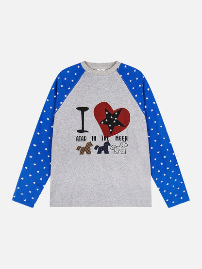 DAXUEN Starry Heart Raglan Long-Sleeve T-Shirt