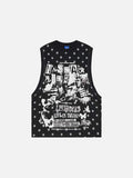 DAXUEN Layered top featuring graphic print vest over t-shirt