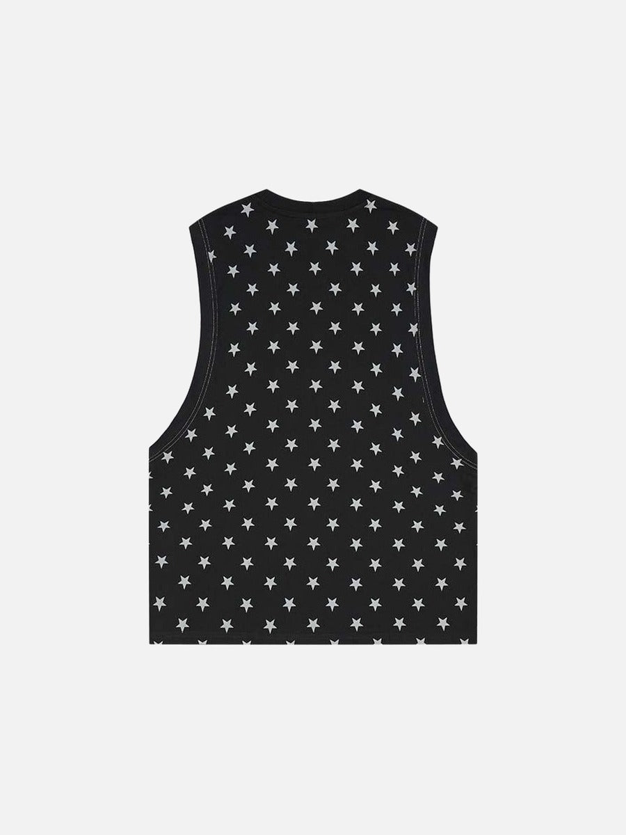 DAXUEN Layered top featuring graphic print vest over t-shirt