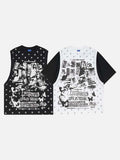 DAXUEN Layered top featuring graphic print vest over t-shirt