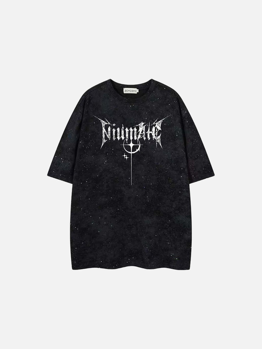 DAXUEN Oversized short-sleeved crew neck t-shirt with thorn print