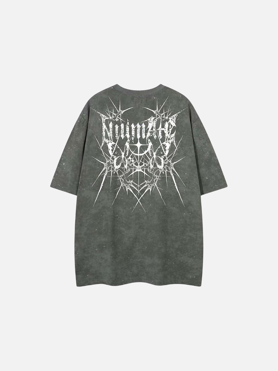 DAXUEN Oversized short-sleeved crew neck t-shirt with thorn print