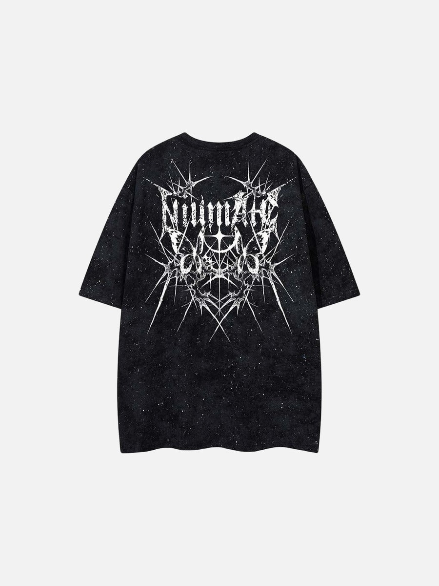 DAXUEN Oversized short-sleeved crew neck t-shirt with thorn print
