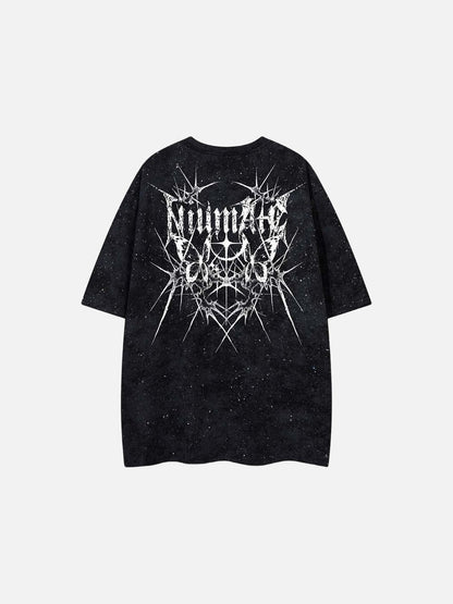 DAXUEN Oversized short-sleeved crew neck t-shirt with thorn print