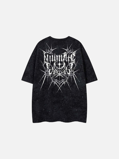 DAXUEN Oversized short-sleeved crew neck t-shirt with thorn print