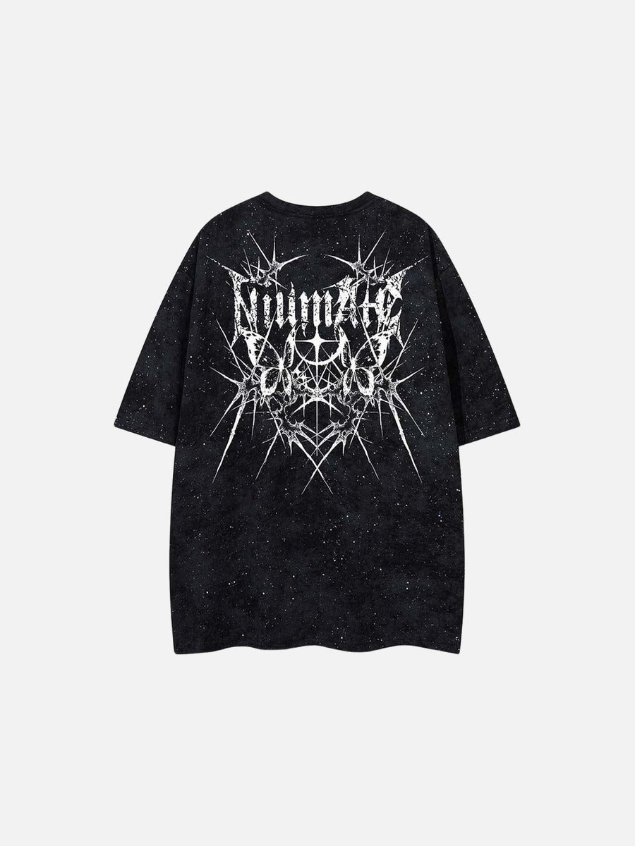 DAXUEN Oversized short-sleeved crew neck t-shirt with thorn print