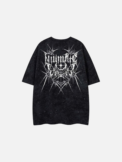 DAXUEN Oversized short-sleeved crew neck t-shirt with thorn print