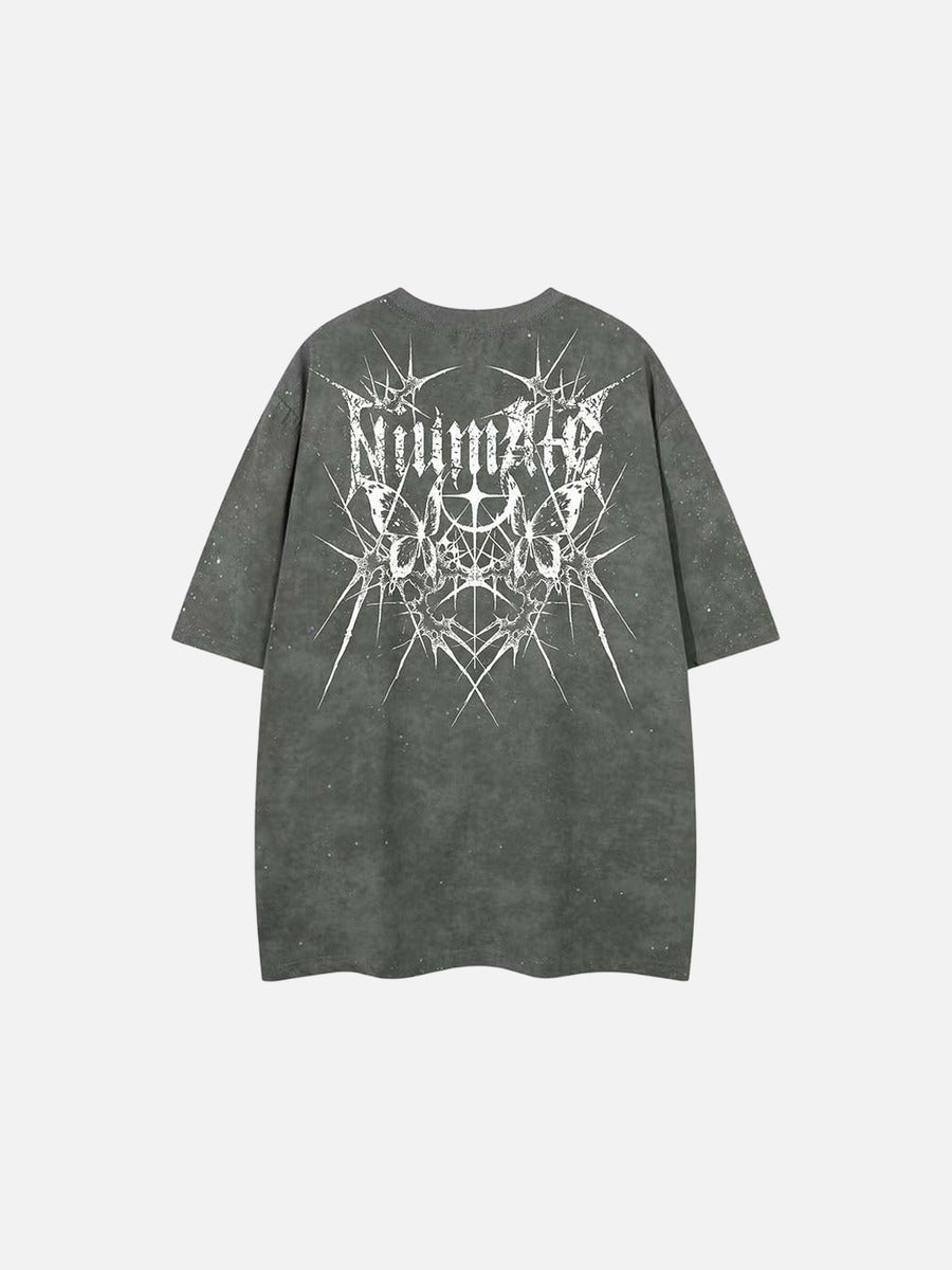 DAXUEN Oversized short-sleeved crew neck t-shirt with thorn print