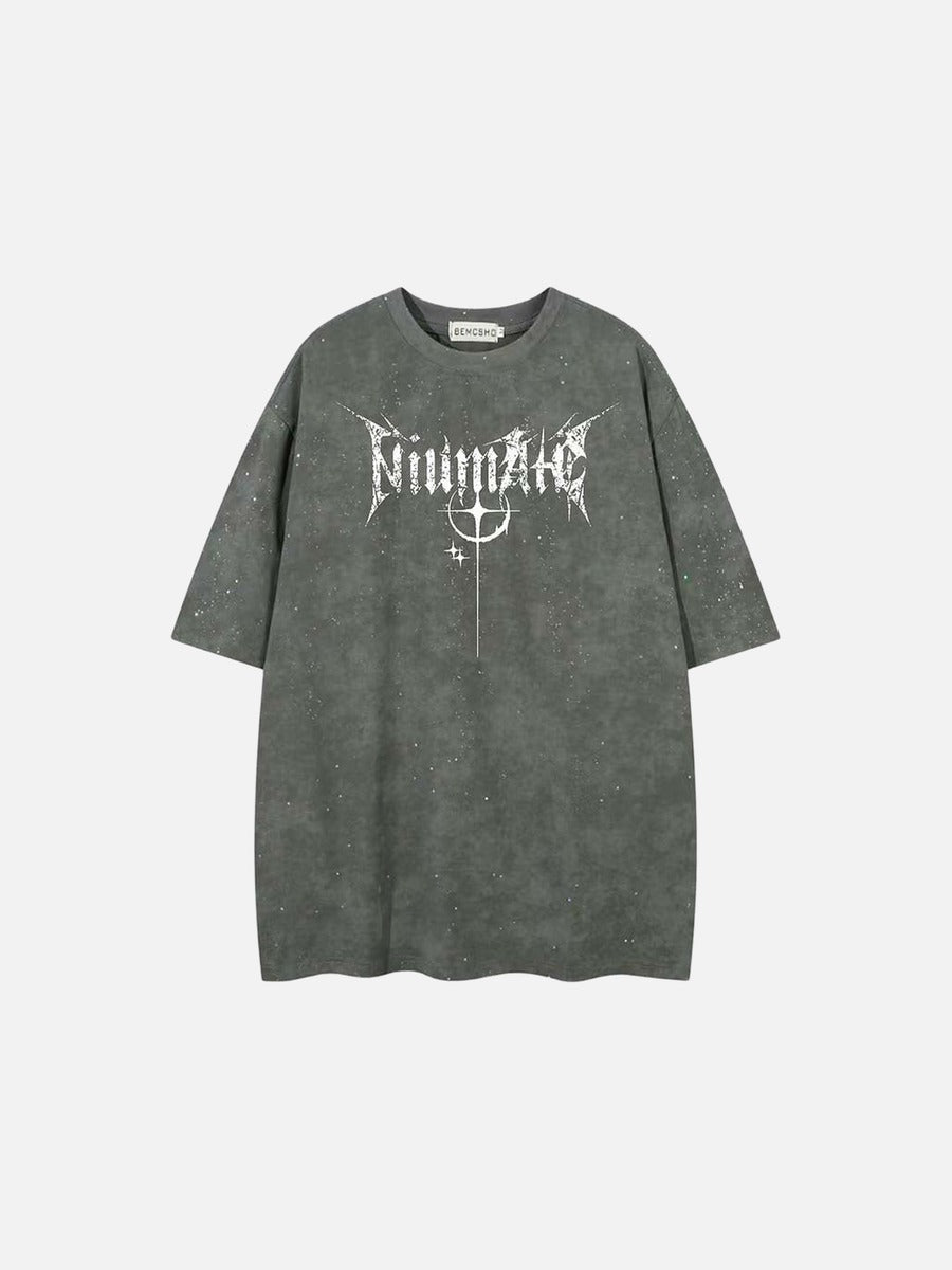 DAXUEN Oversized short-sleeved crew neck t-shirt with thorn print