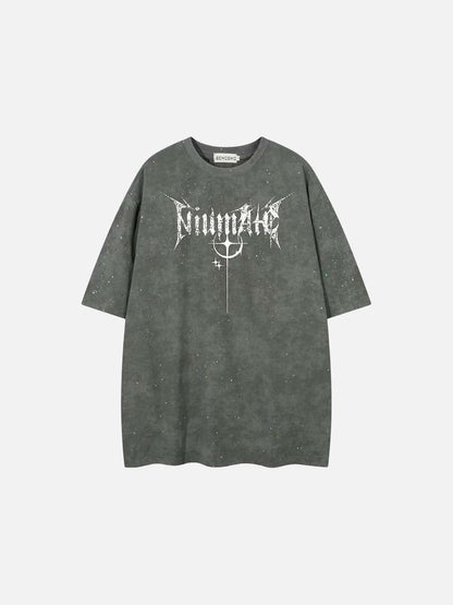 DAXUEN Oversized short-sleeved crew neck t-shirt with thorn print