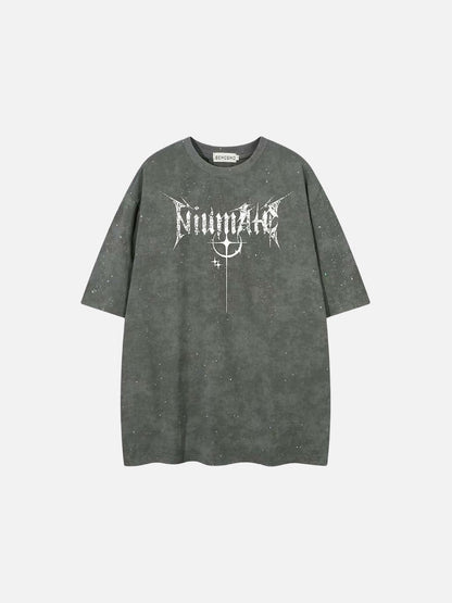 DAXUEN Oversized short-sleeved crew neck t-shirt with thorn print