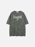 DAXUEN Oversized short-sleeved crew neck t-shirt with thorn print