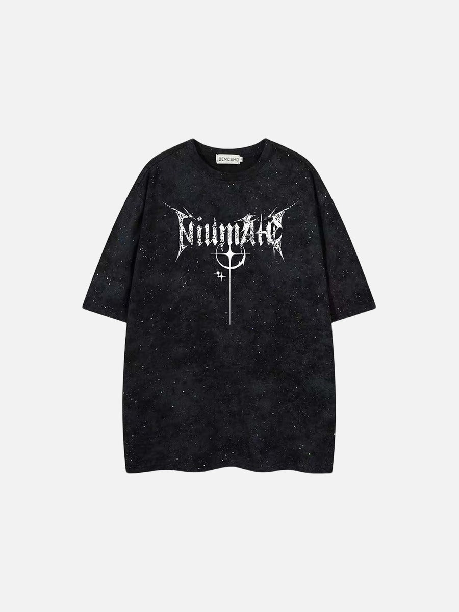 DAXUEN Oversized short-sleeved crew neck t-shirt with thorn print