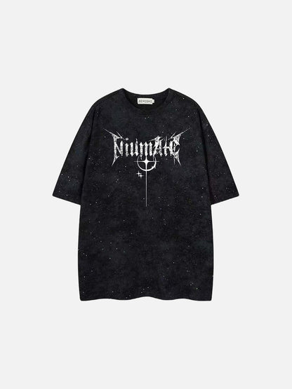 DAXUEN Oversized short-sleeved crew neck t-shirt with thorn print